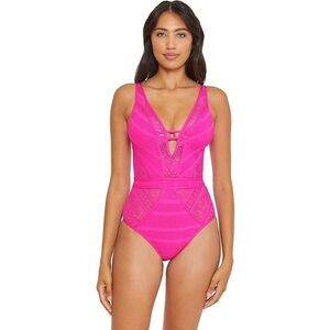NWT BECCA crochet plunge One piece swimsuit